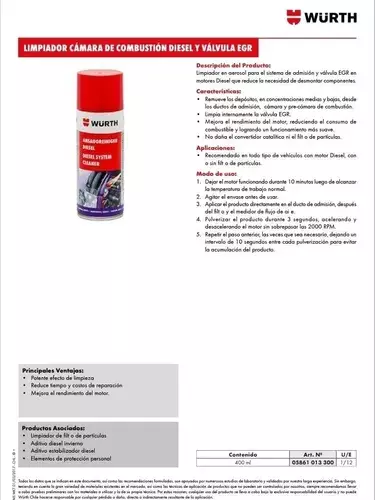 Limpiador cámara combustión diésel y válvula EGR 400ml-1