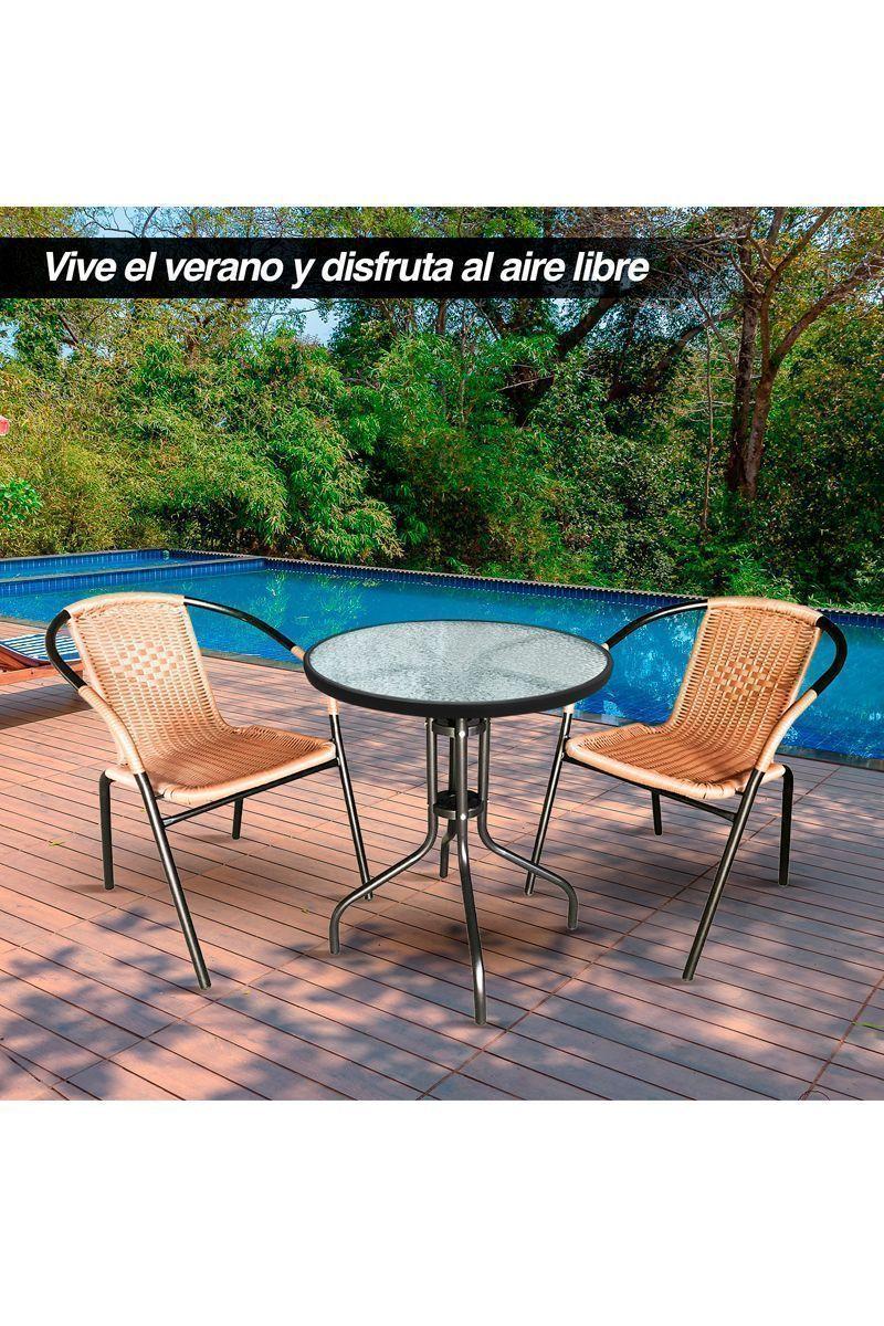 Set de Terraza de 3 Piezas Café-1