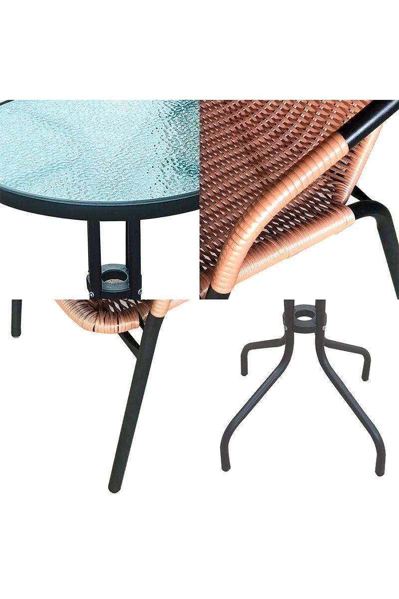 Set de Terraza de 3 Piezas Café-5