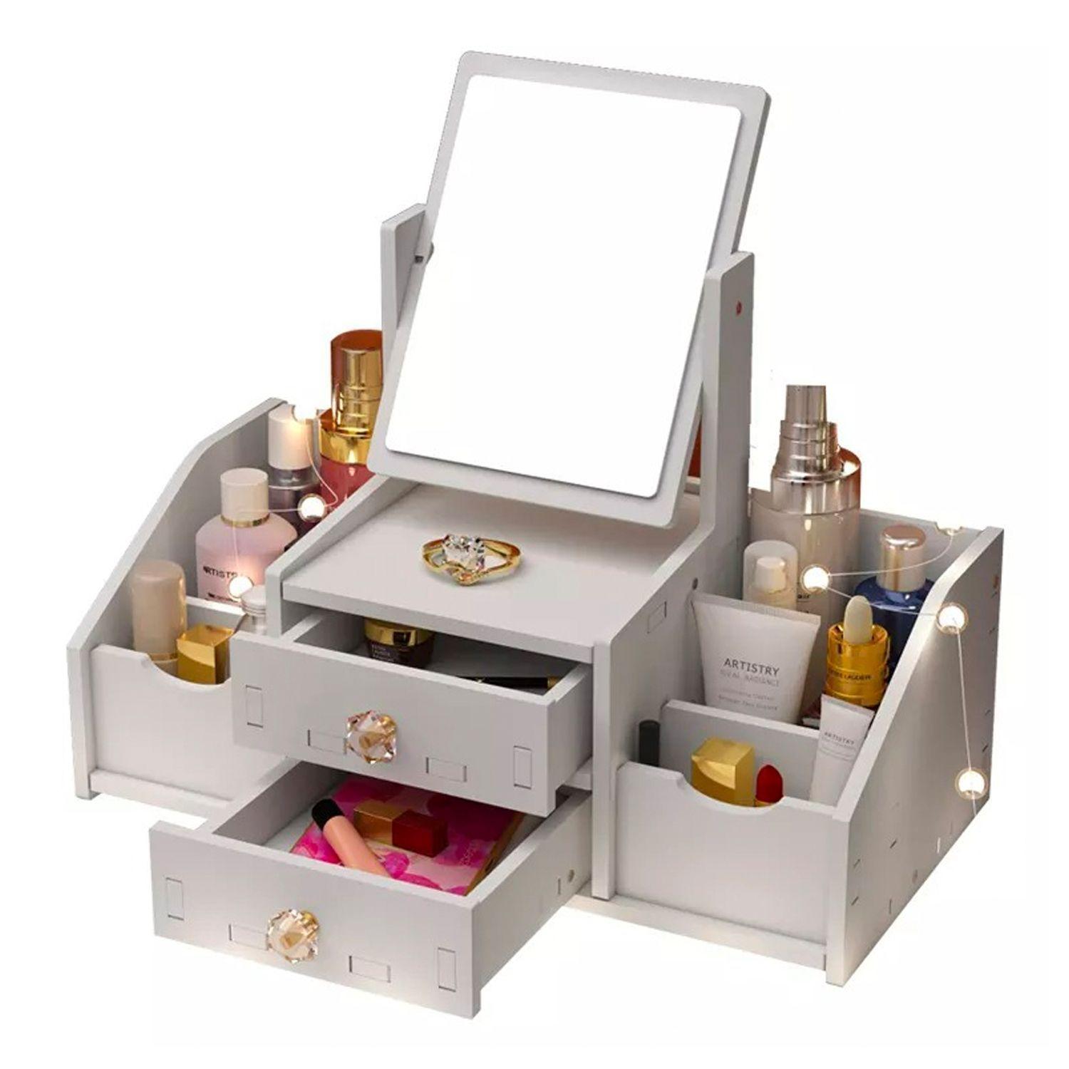 Cosmetiquero Organizador de Maquillaje Con Espejo Diseño Rectangular Armable-1