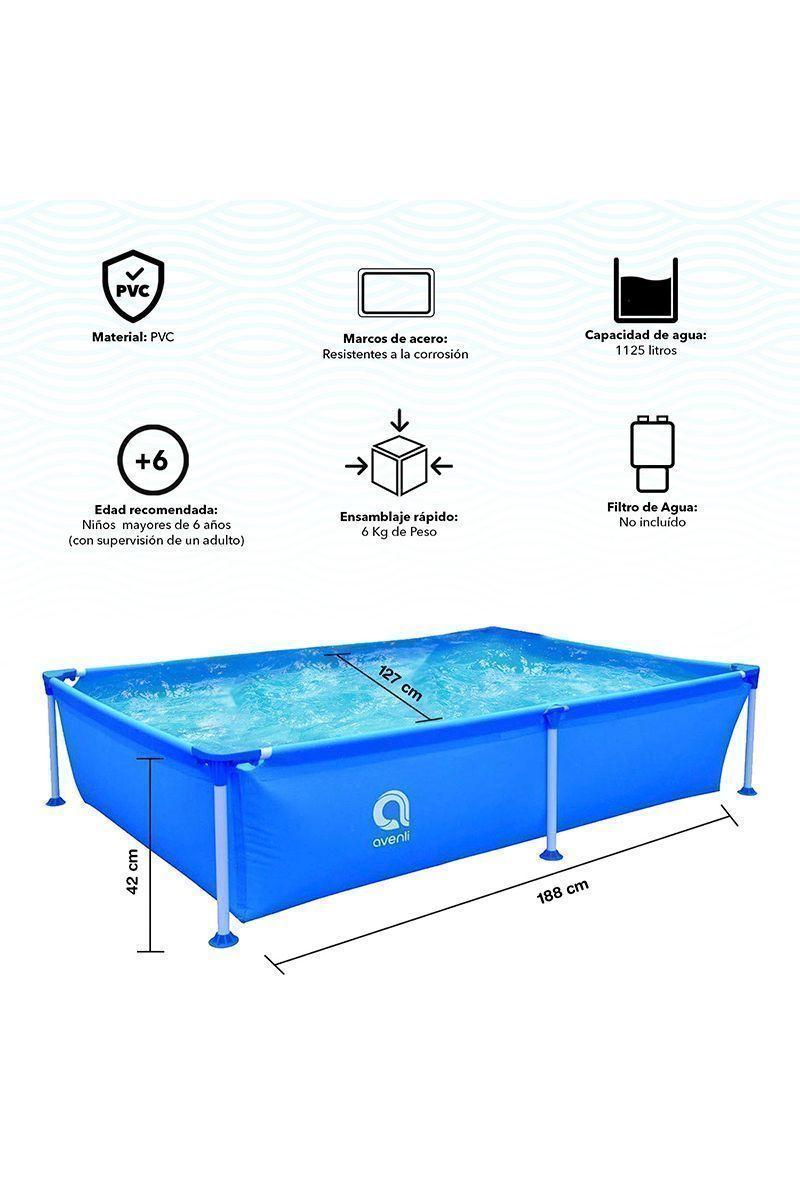 Piscina Rectangular 1125Lts 42x188x127cm Celeste-2