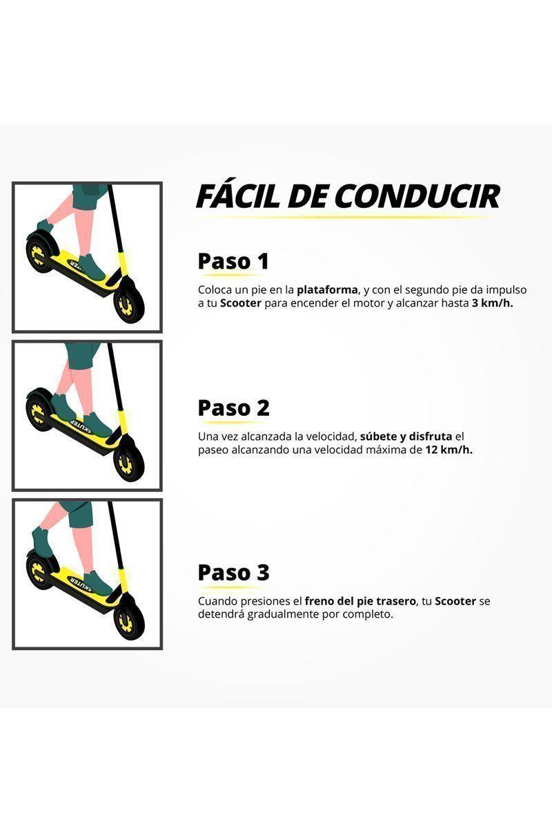 Scooter Eléctrico Faro Altura Ajustable Amarillo-4