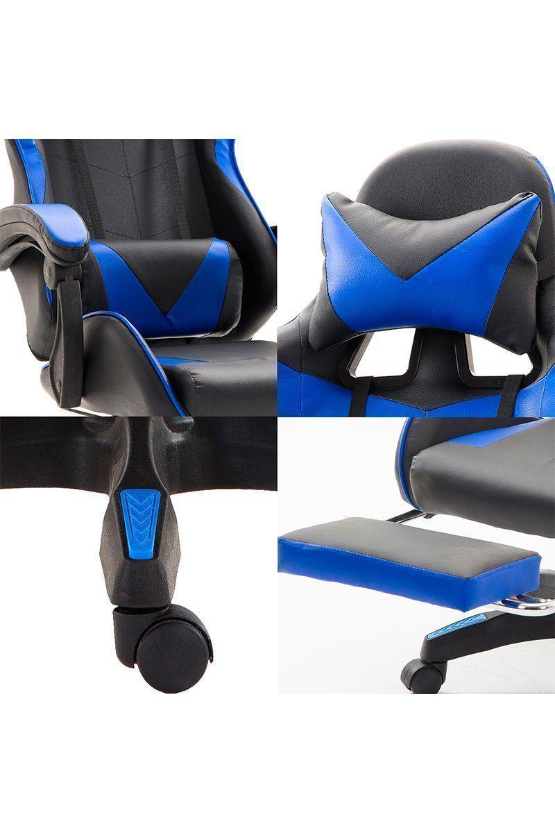 Silla Gamer Ultimate Racing con Reposapiés Azul-5