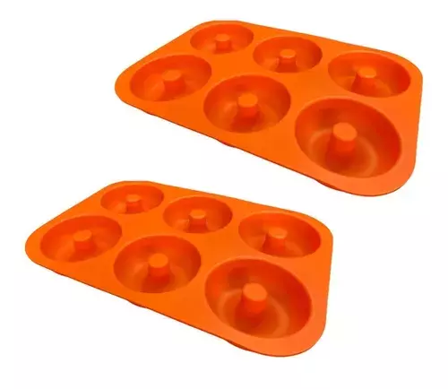 Pack X2 Moldes De Silicona Donas Moldes Donuts Molde Dona 6 Naranja-2