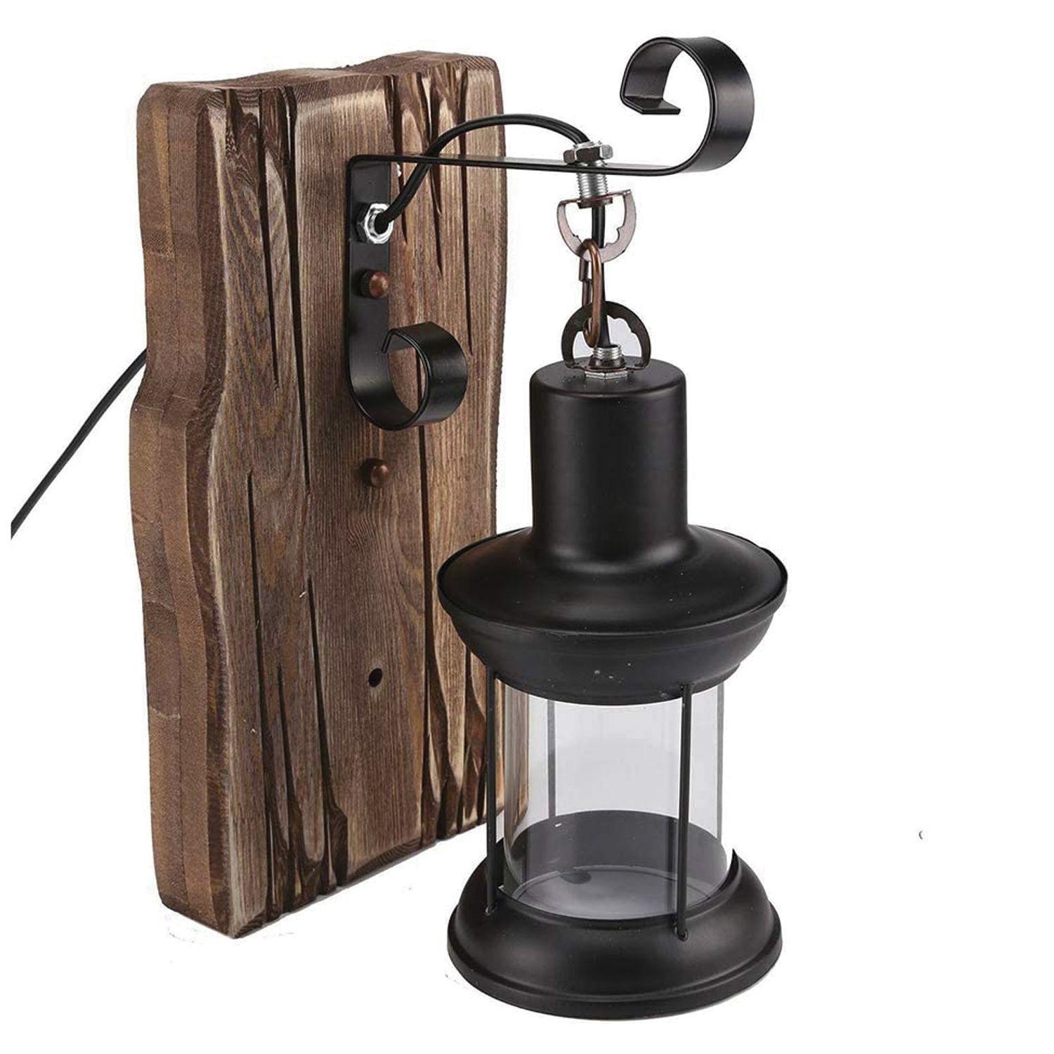 Apliqué Tipo Farol Porta E-27 Madera Kavet II-1