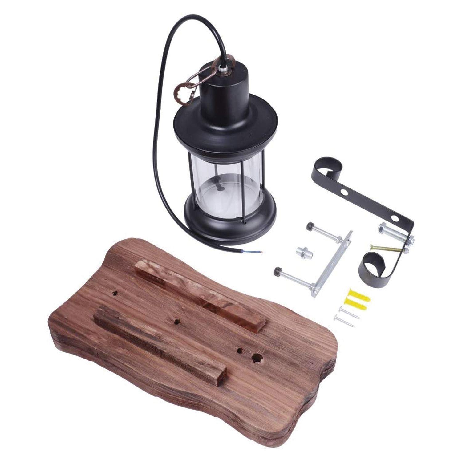 Apliqué Tipo Farol Porta E-27 Madera Kavet II-2