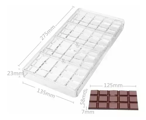 Pack 4 Molde Chocolate Policarbonato Moldes Barra Chocolate-2