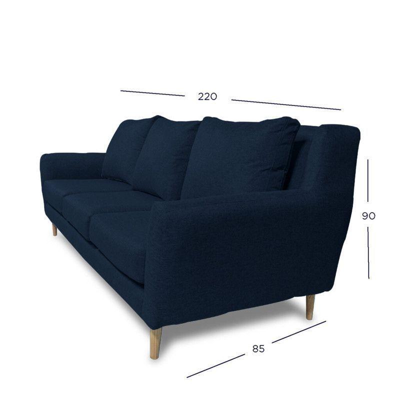 Sofá Lenora Chenille Tipo Lino Azul 3 Cuerpos-4