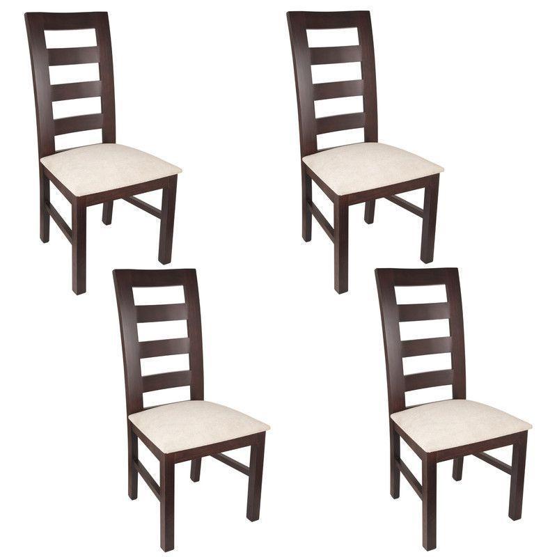 JUEGO DE COMEDOR AMELIA CUADRADA 4 SILLAS MADERA COLOR CHOCOLATE TAPIZ BEIGE JASPEADO-2