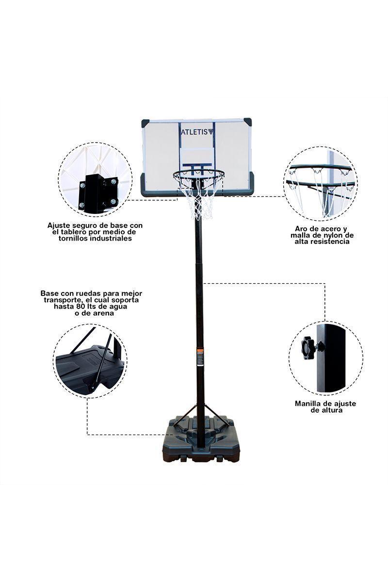 Aro de Basquetball Altura Ajustable 3.47 mt Blanco-3