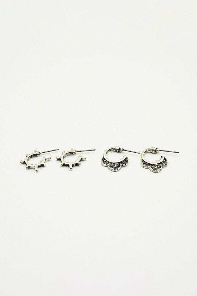 Set de Aros Argollas Plateado Humana-0
