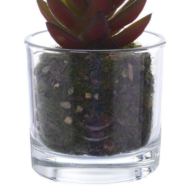 Planta Artificial Suculenta Roja Maceta Vidrio-1