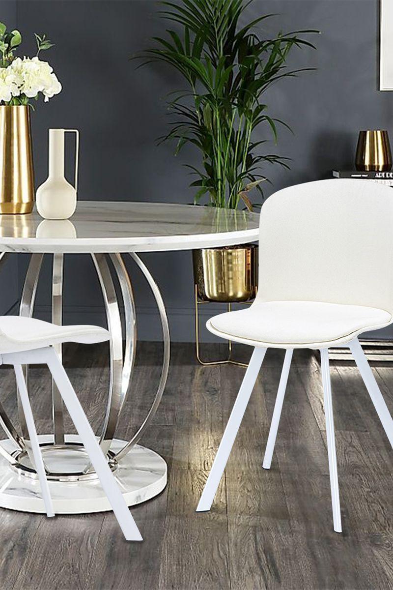 Pack 4 Silla de Comedor PP y Tela Blanco-1