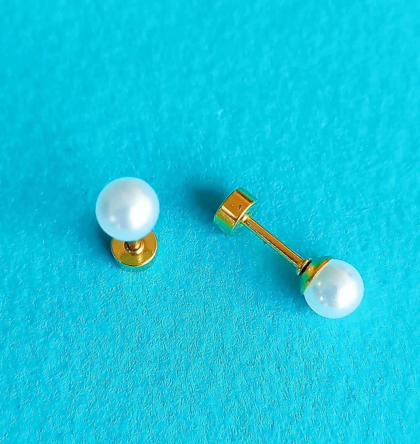 Aros Perlas 5mm tuerca tapa de seguridad chapado oro-4