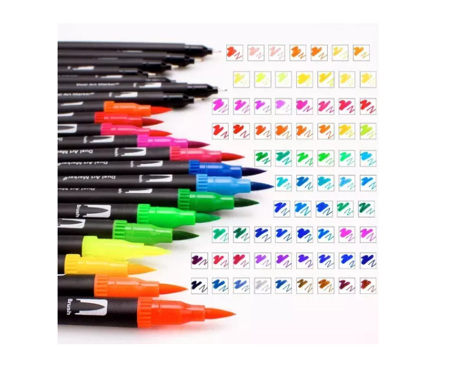 72 Marcadores De Doble Punta Tipo Pincel Colores-3