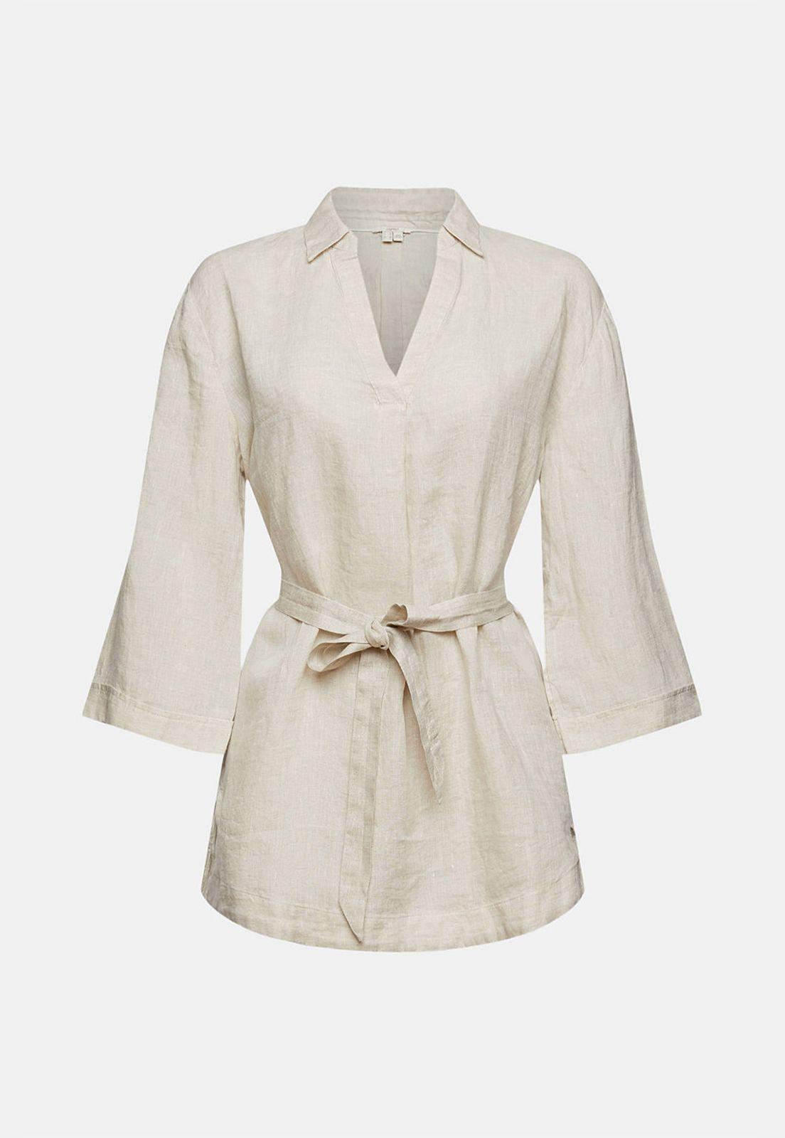 Blusa De Lino Con Cinturón Esprit-3