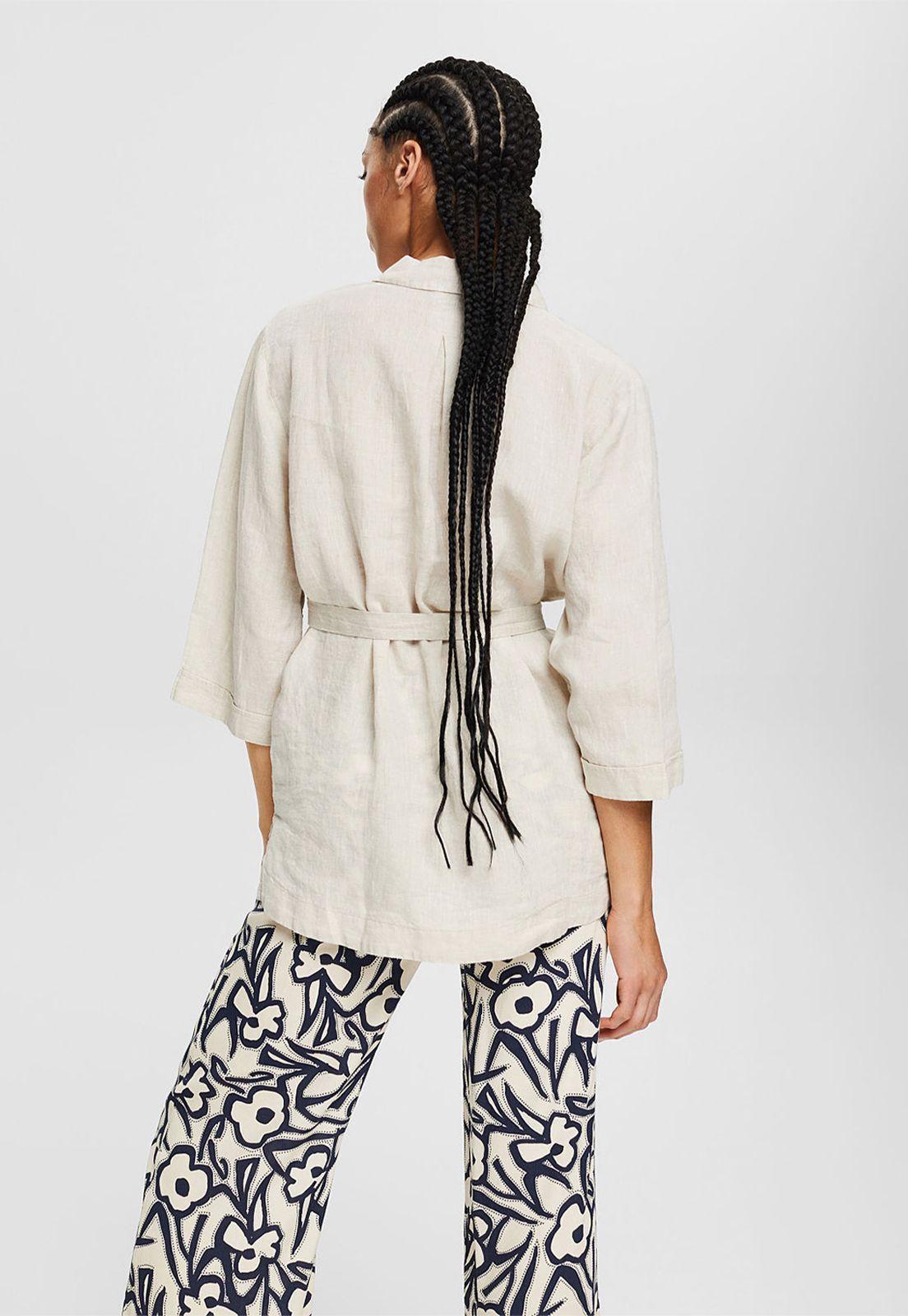 Blusa De Lino Con Cinturón Esprit-1