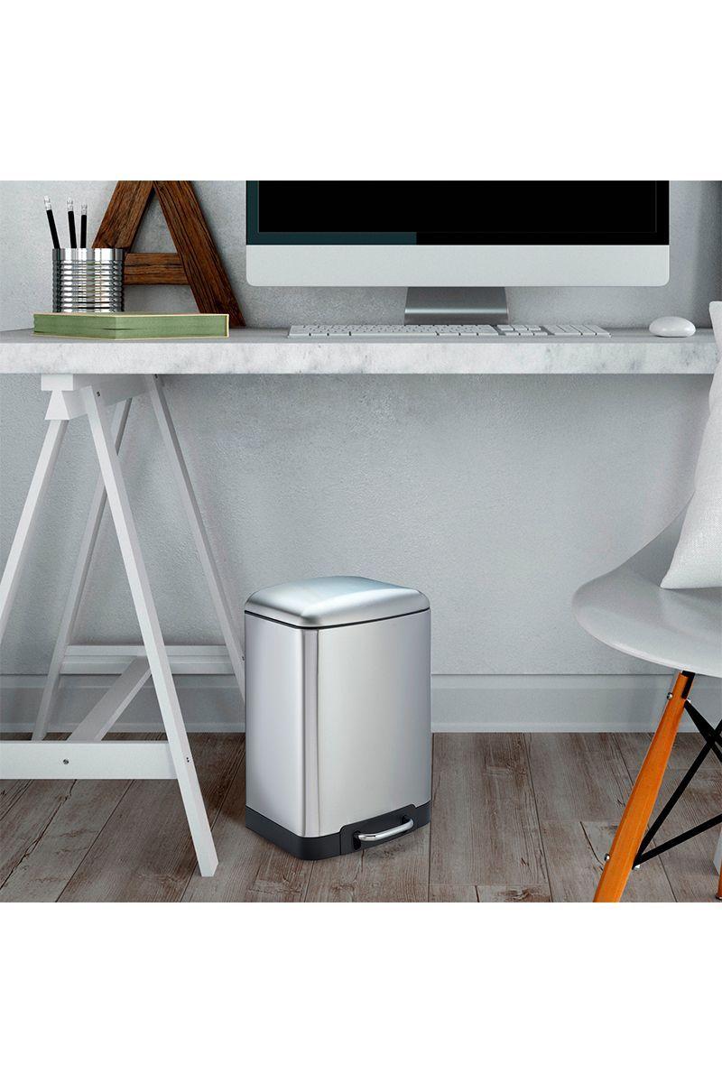 Basurero Rectangular 12 L Acero Inox Gris-1