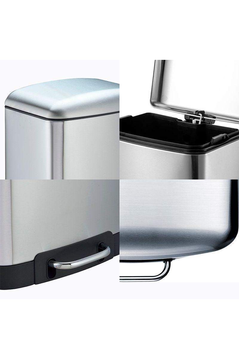 Basurero Rectangular 12 L Acero Inox Gris-4