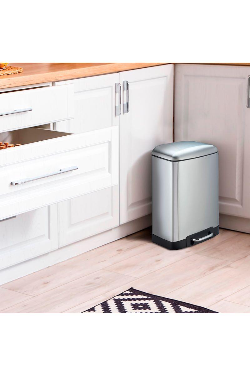 Basurero Rectangular 12 L Acero Inox Gris-5