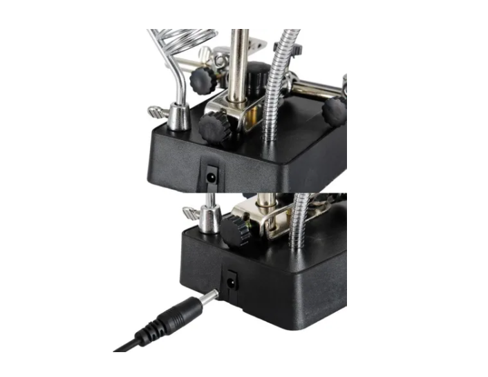 Soporte Soldadura Metálico Con Clips Lupa Luz Led 3 En 1-4