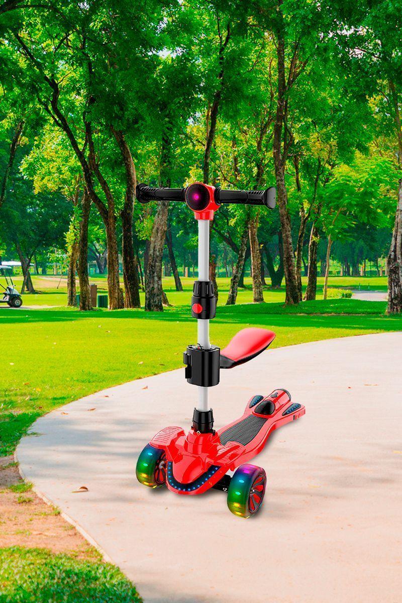 Scooter Niños Luces Efecto Cohete y Asiento Rojo-5
