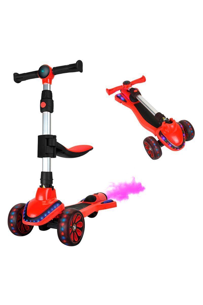 Scooter Niños Luces Efecto Cohete y Asiento Rojo-4