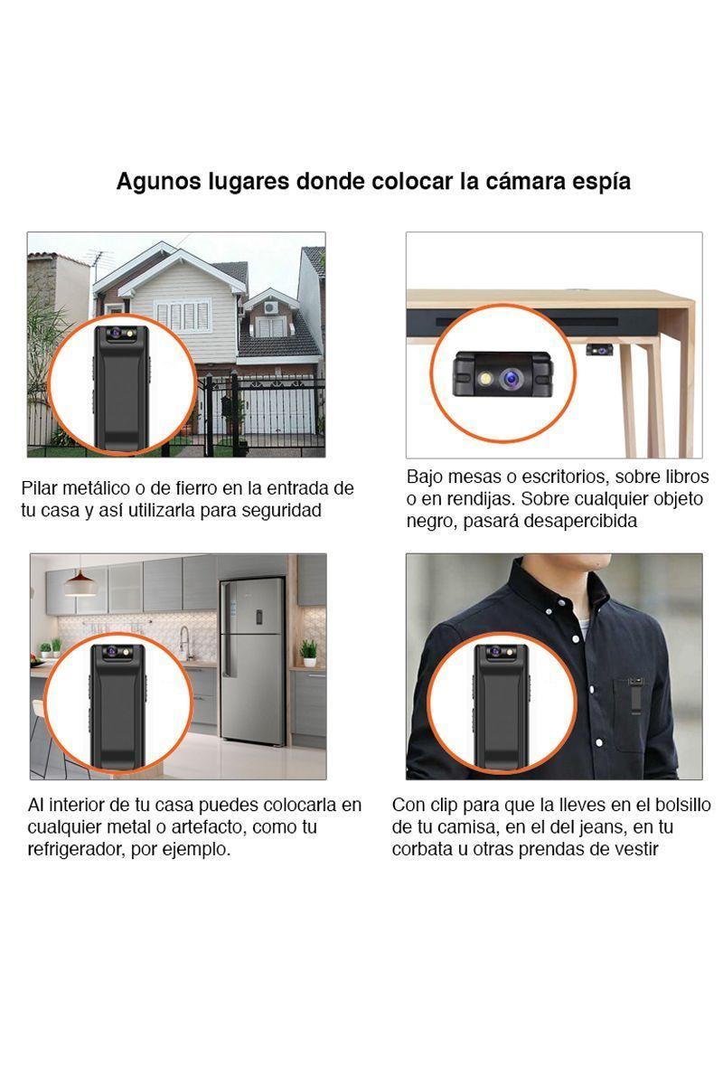 Mini Cámara Espía 1080p con micrófono portátil magnética-2