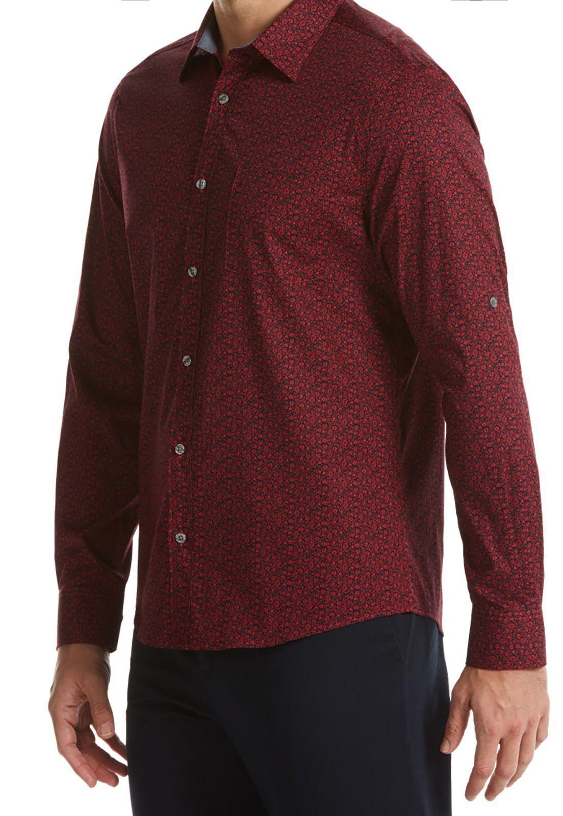 Camisa casual estampada.. roja-1