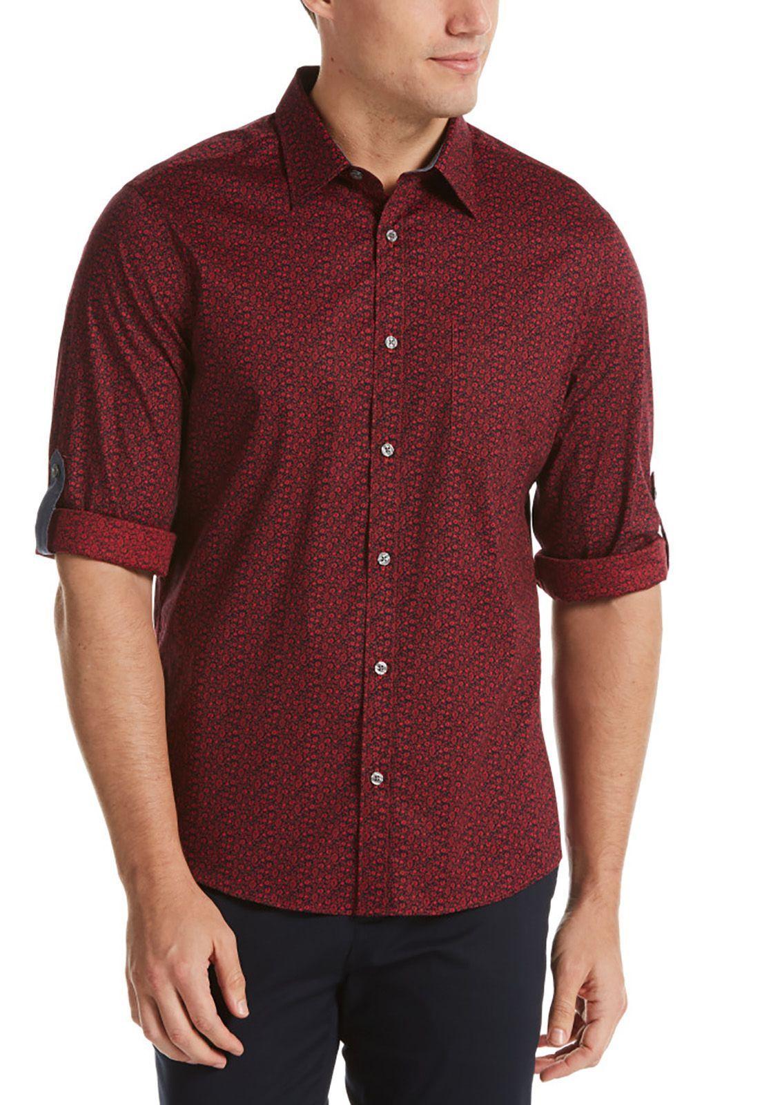 Camisa casual estampada.. roja-0