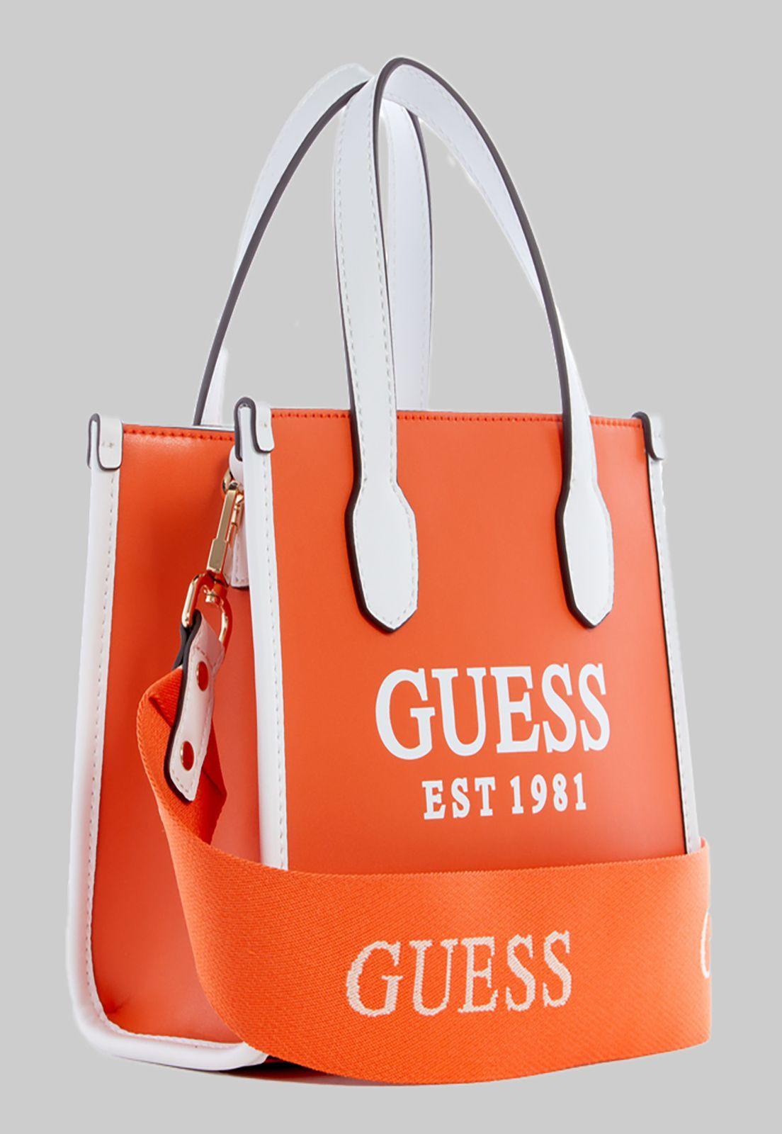 Mini Cartera Guess Silvana 2 Cmprtmnt Mini Tote Ora Naranjo-1