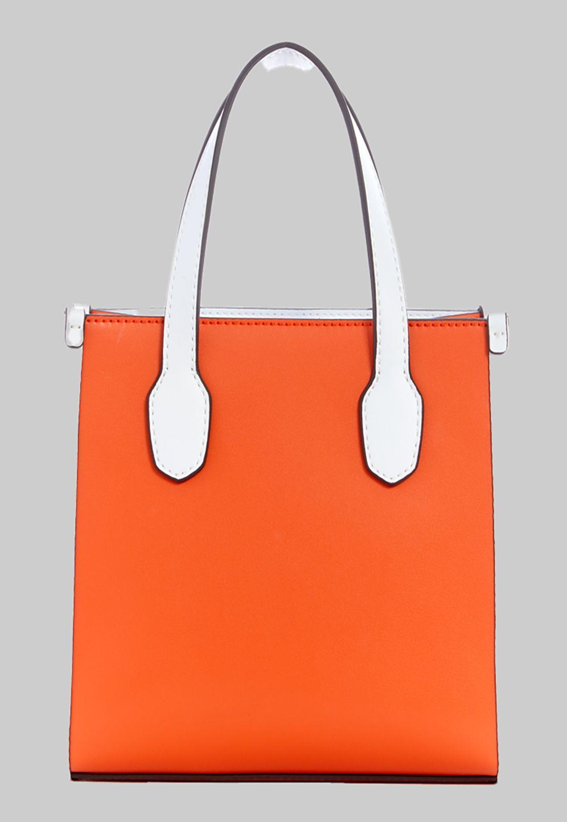 Mini Cartera Guess Silvana 2 Cmprtmnt Mini Tote Ora Naranjo-2