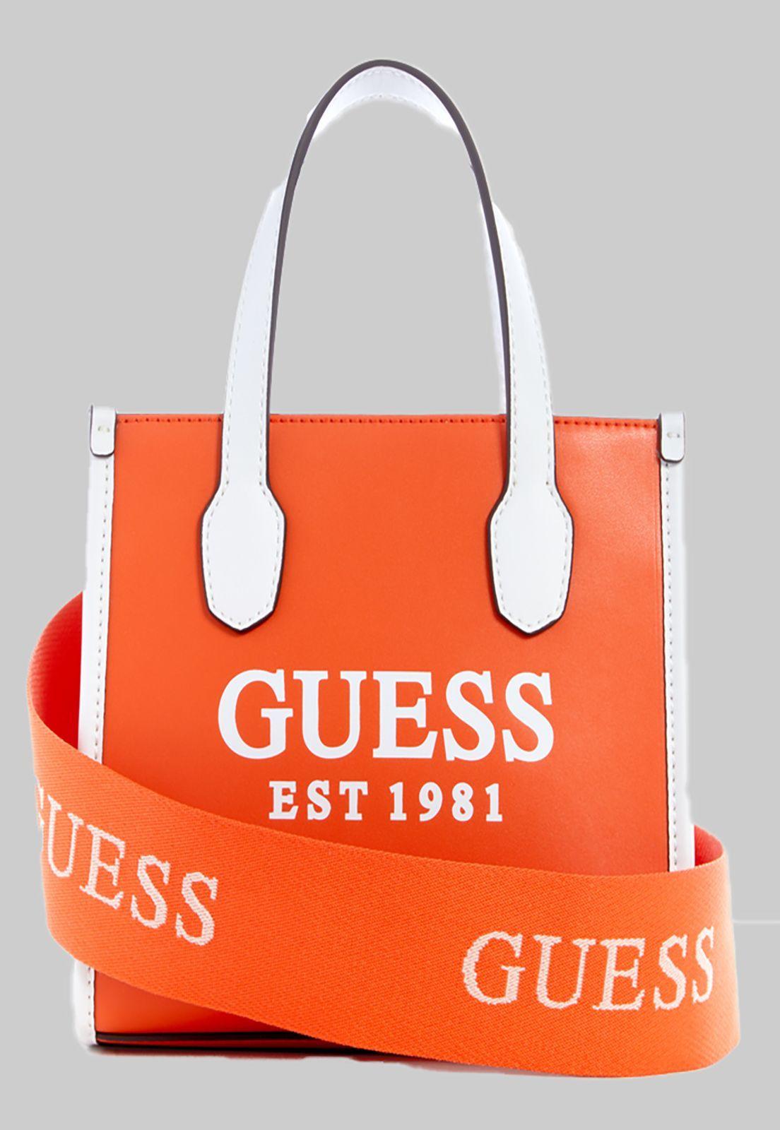 Mini Cartera Guess Silvana 2 Cmprtmnt Mini Tote Ora Naranjo-0