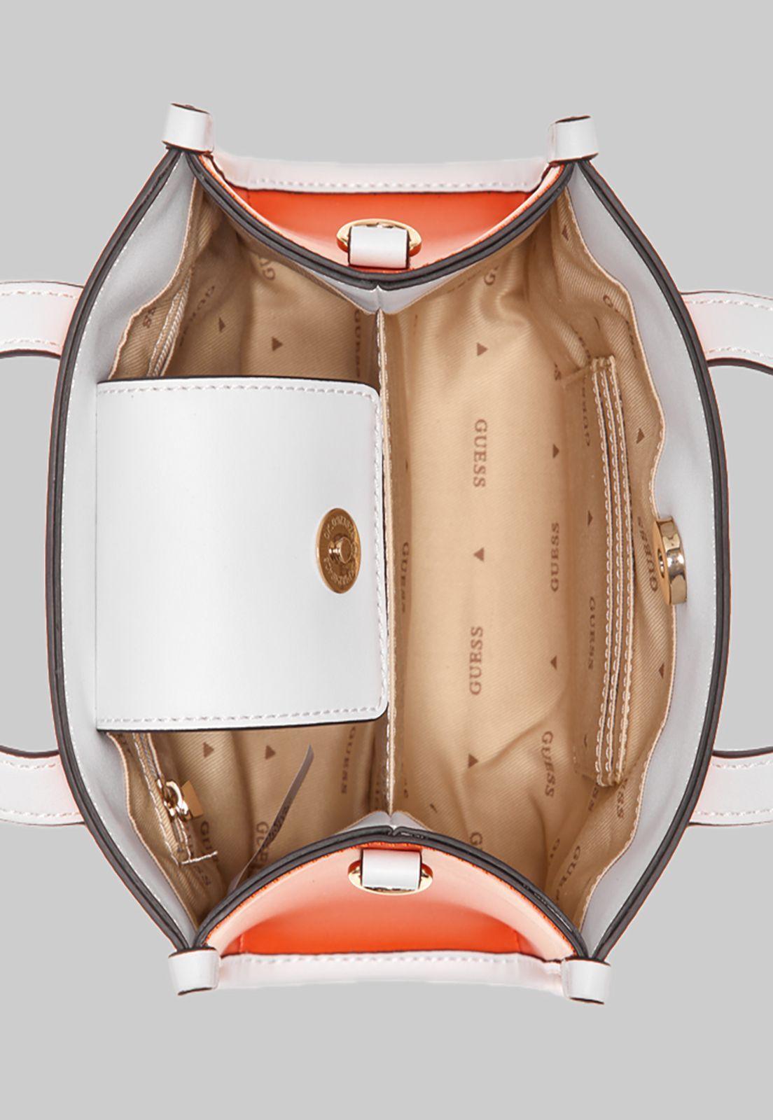 Mini Cartera Guess Silvana 2 Cmprtmnt Mini Tote Ora Naranjo-3
