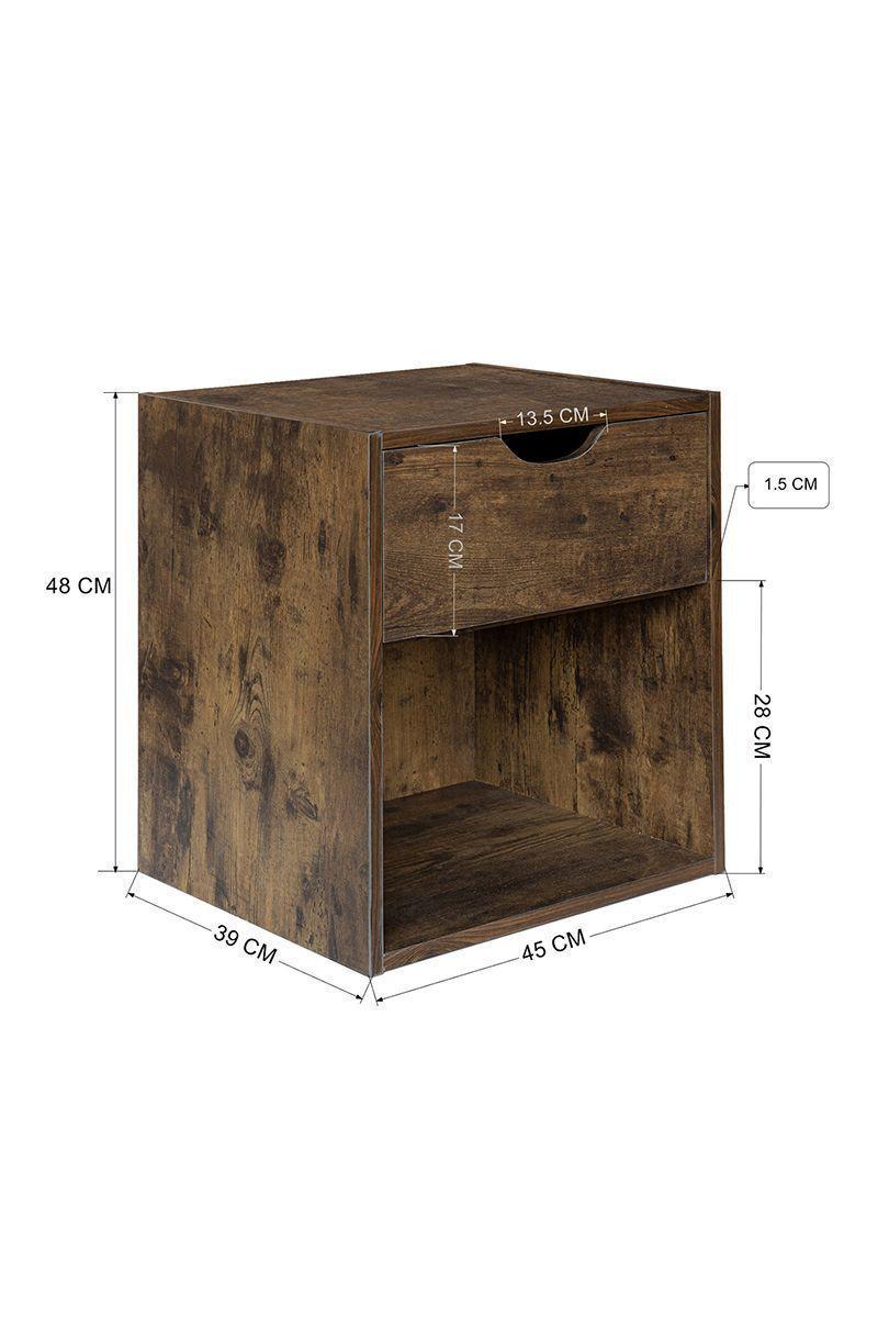 Velador Dormitorio con 1 Cajón Roble-2