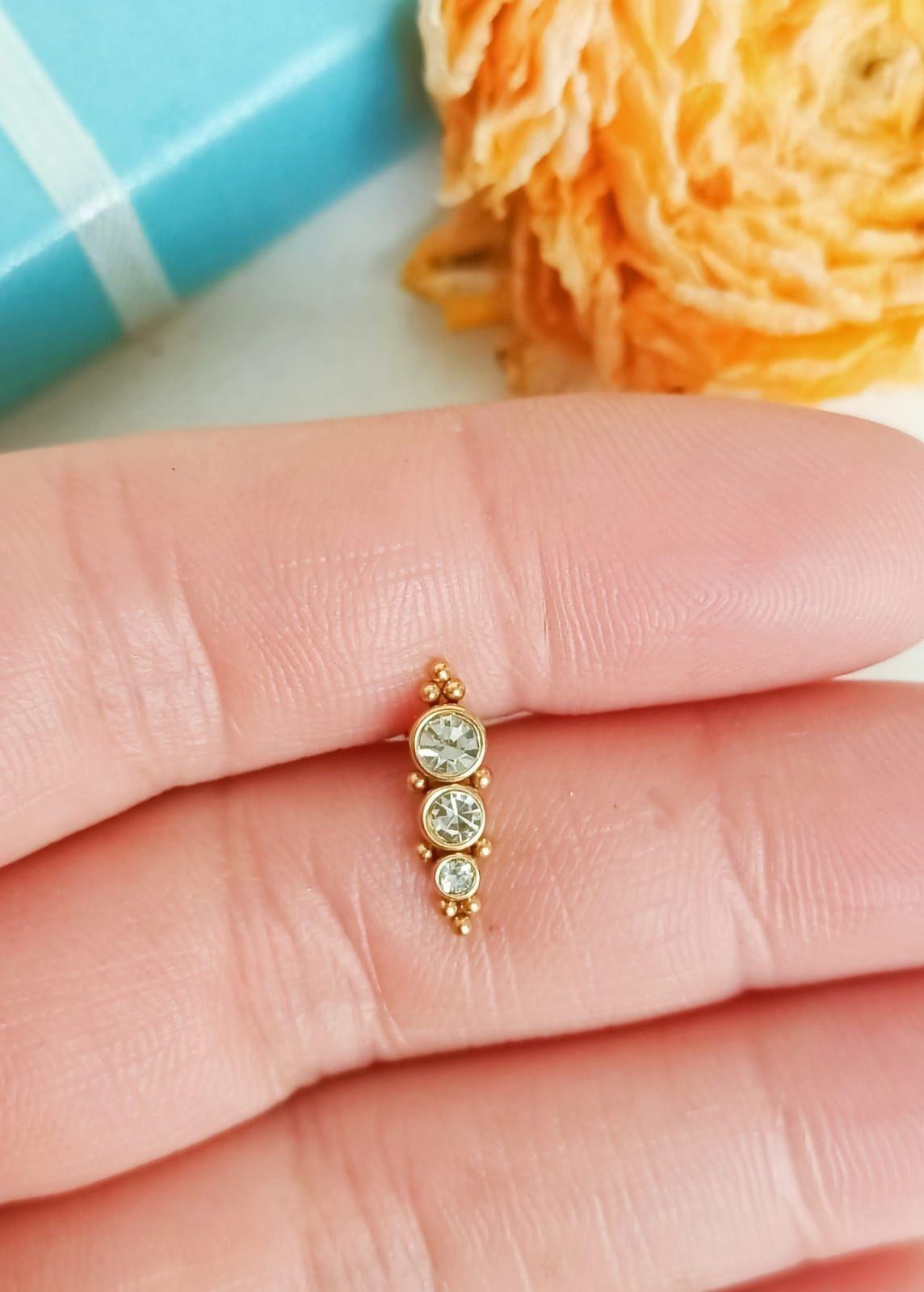 Piercing Oreja Tragus Conch Lóbulo Chapado En Oro 18k Unidad-6