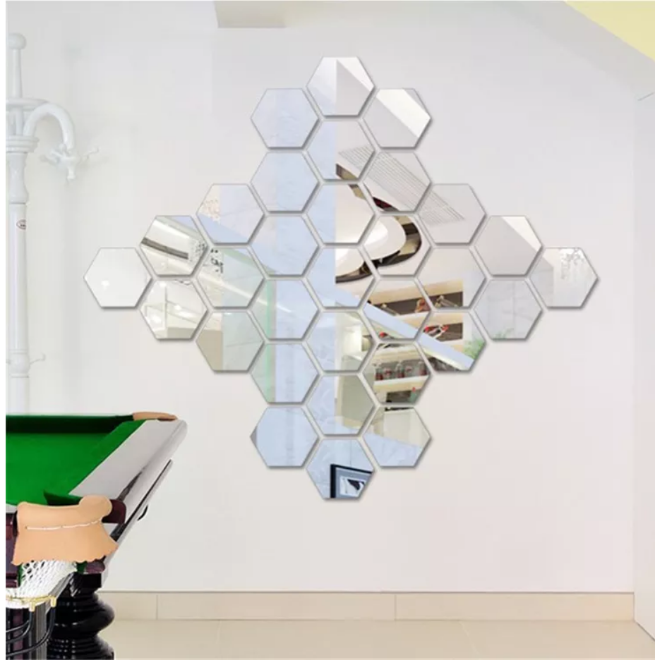 Set Espejo Pared De Acrílico Hexágonos 12 Piezas De 20 Cm-6