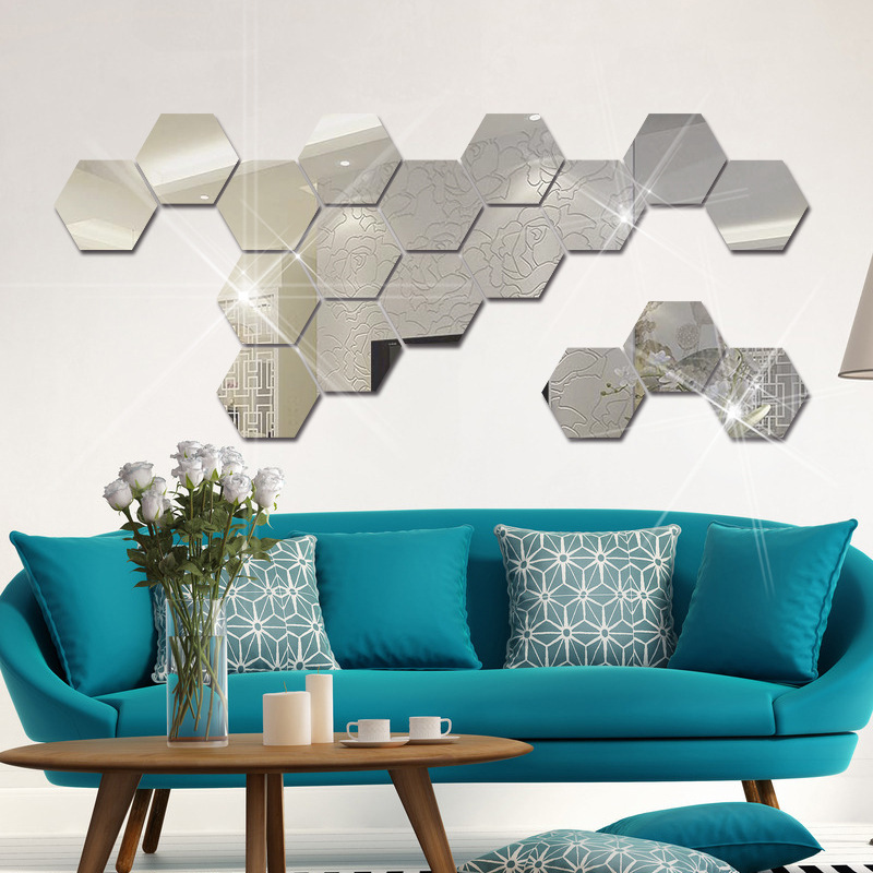 Set Espejo Pared De Acrílico Hexágonos 12 Piezas De 20 Cm-5