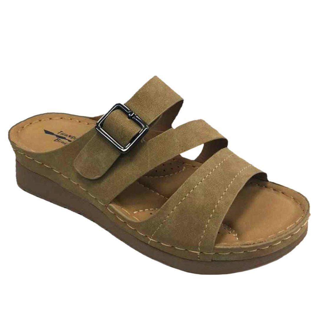 SANDALIA THUNDER KHAKI CON CORREA Y PLANTA ACOLCHADA-0
