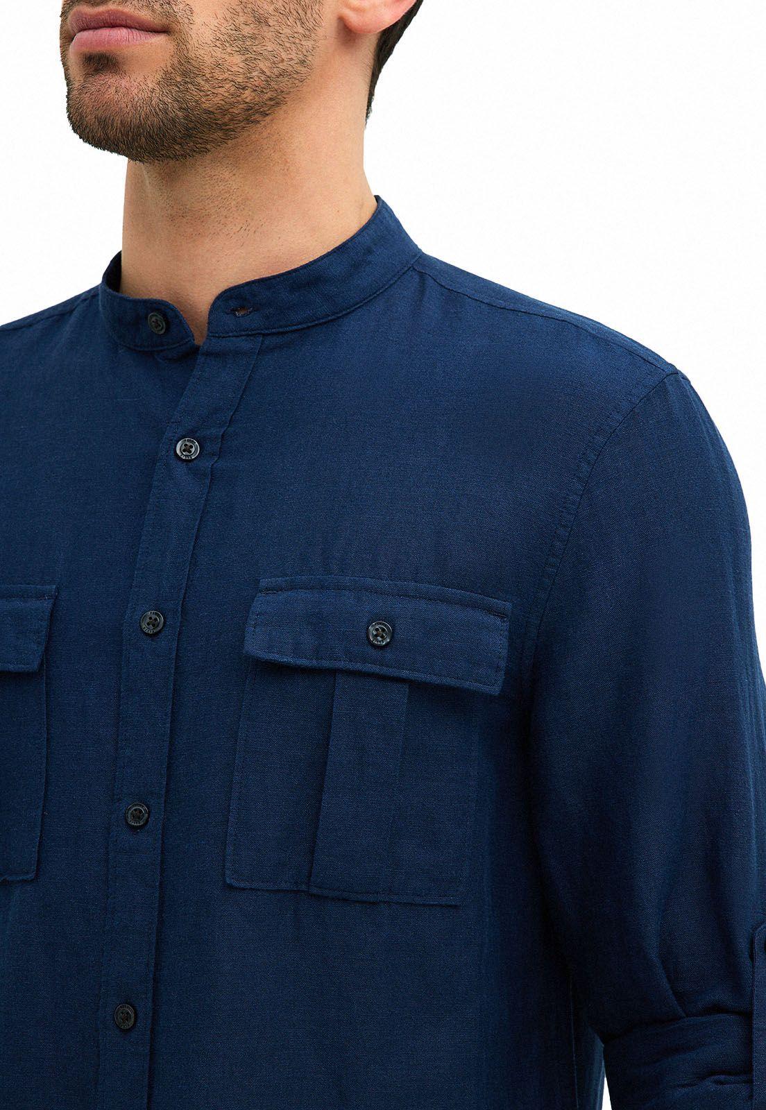 Camisa lino navy lisa untucked-2