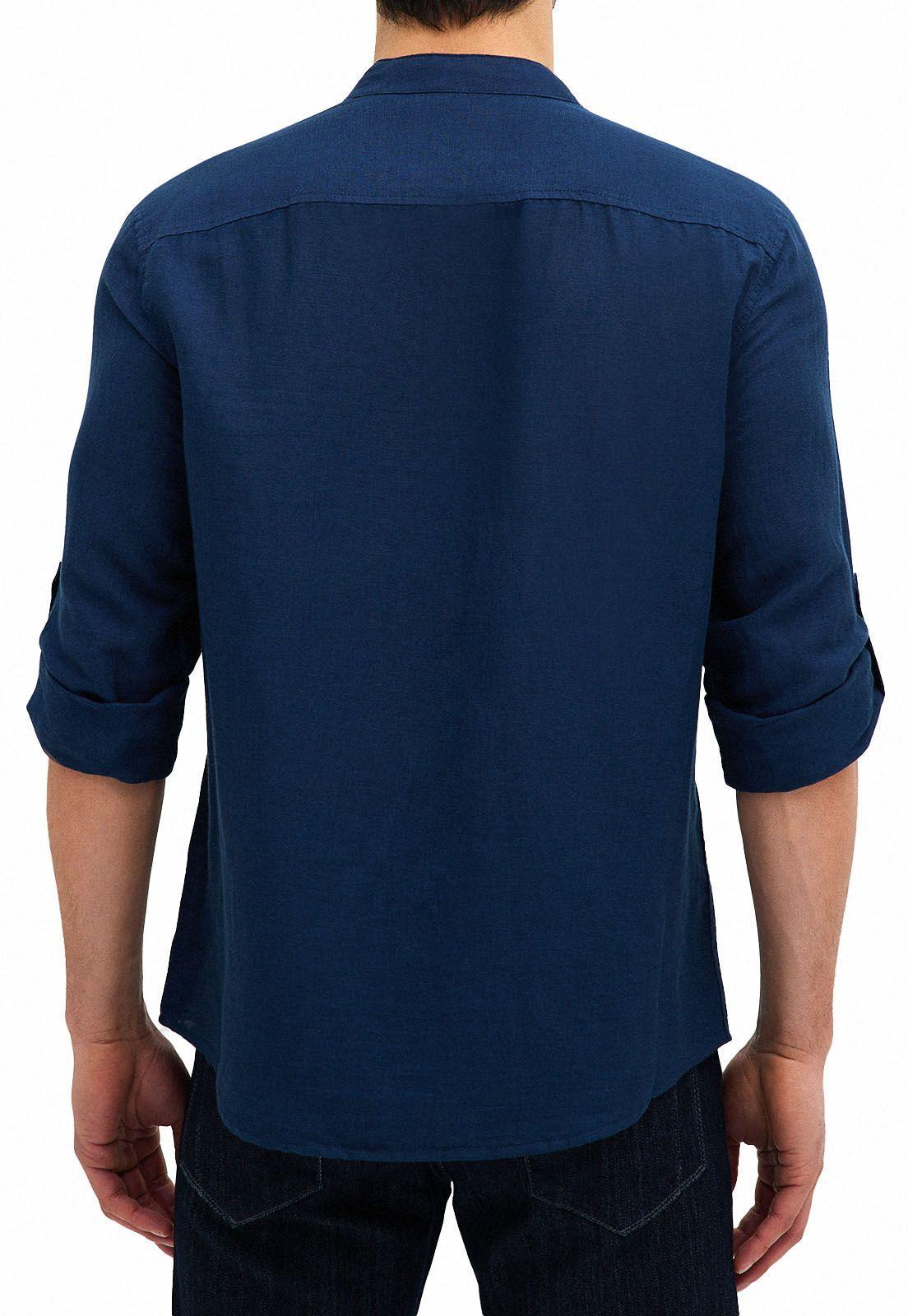 Camisa lino navy lisa untucked-1