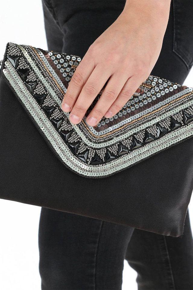 Cartera Fiesta Negra Punta Humana-2