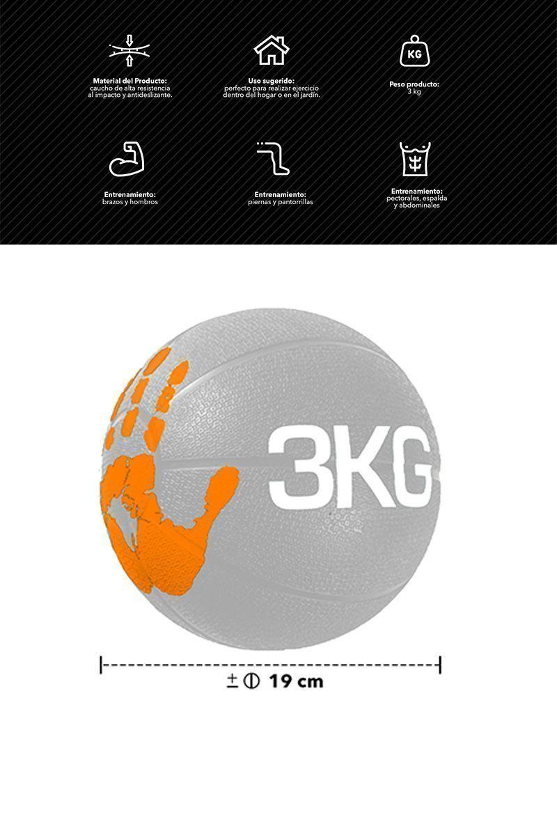 Balón Medicinal 3 Kg Ejercicios Negro-2