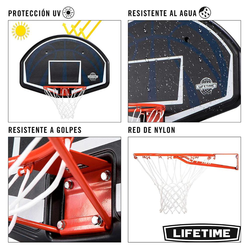Aro Basketball Tablero Polietileno 112 x 72 cm-3