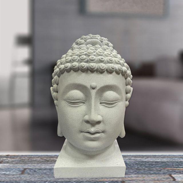 Figura Decorativa Buda Cabeza Gris-4