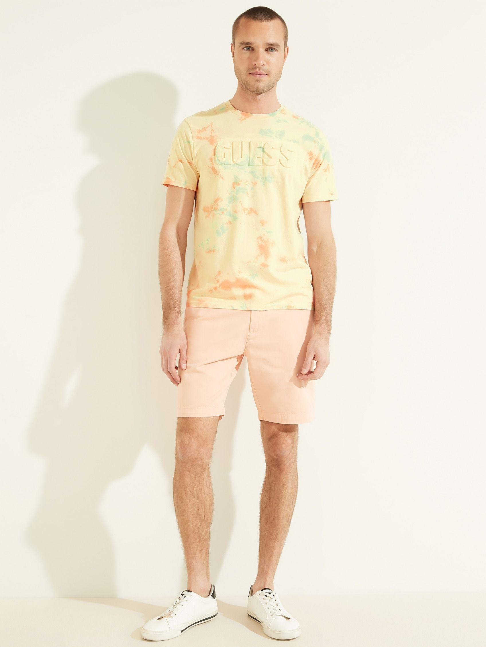 Polera Guess Ss Bsc Emboss Tie Dye Logo Tee F0E1 Crema-0