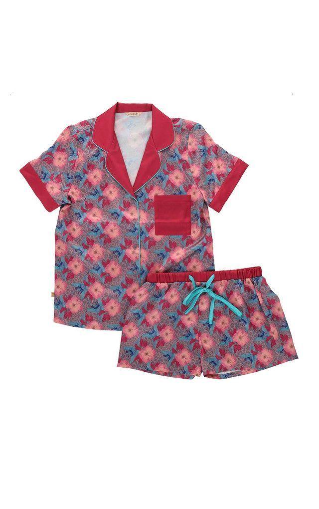 Pijama Corto Set Blossoming Rosado Humana-0