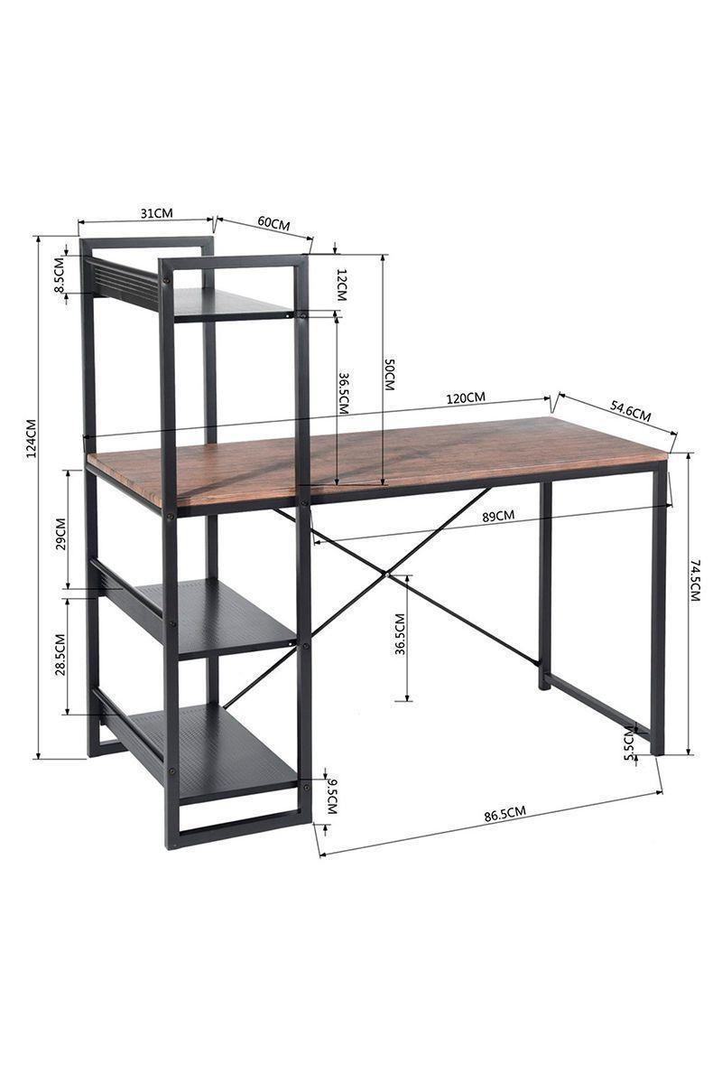 Escritorio Alaska 124x54,6x120 cm Café-2