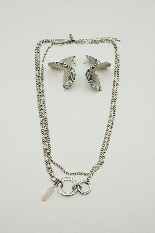 Set Collar Aros Loops Plateado Humana-0