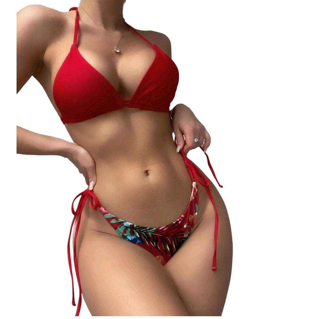 Traje de baño estampado tropical con Bikini 3 Piez-3